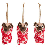Habitat Pack of 3 Pugs Wrapped In Blanket Hanging Decoration