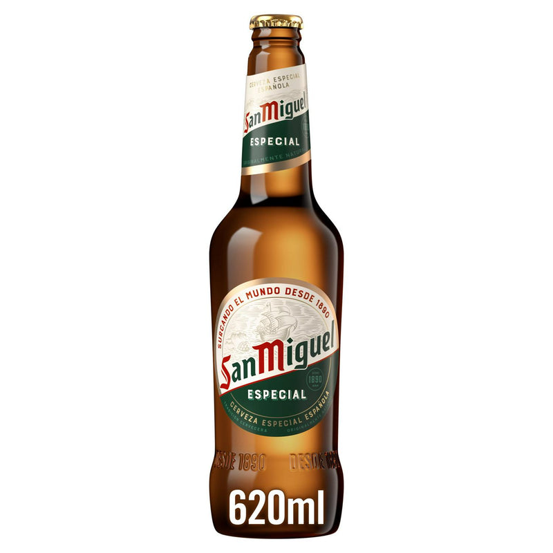 San Miguel premium lager beer 620ml, imported from the UK