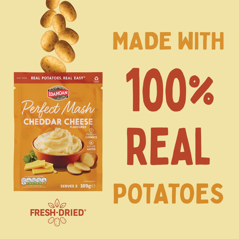 Idahoan Perfect Mash Cheddar Cheese flavoured 109g, UK version