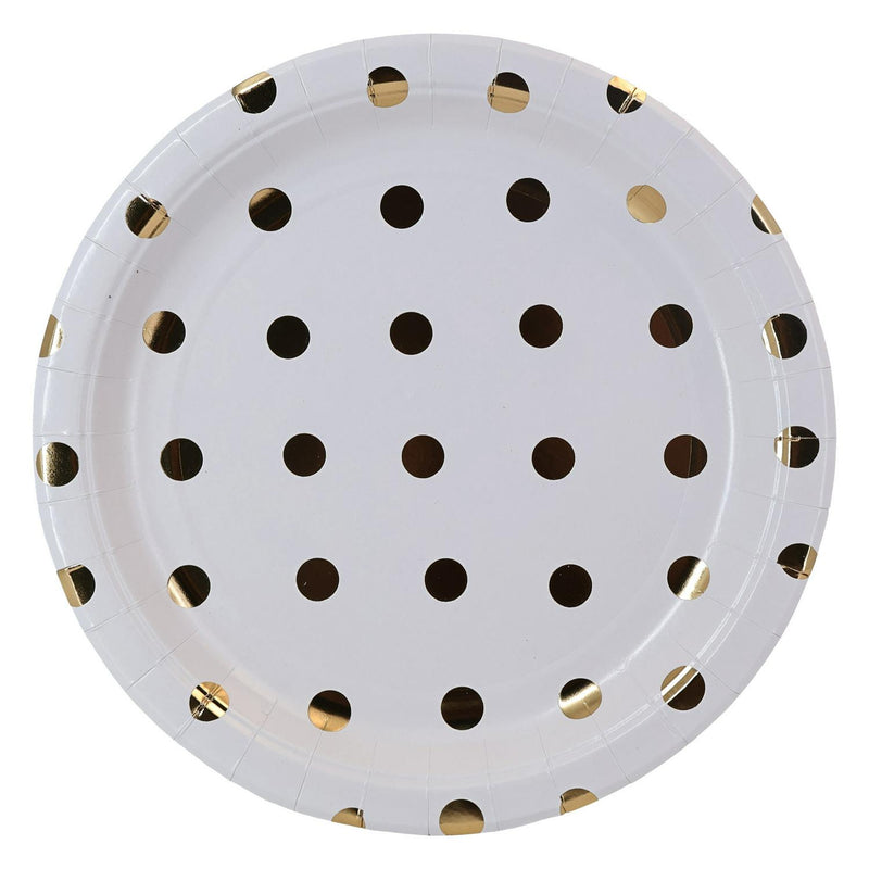 Sainsbury's Home Paper Plates Gold Spot White 23cm (British brand)