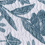 Embossed Foliage Pattern Bedding Set in White and Blue, Made from 100% Polyester Percale