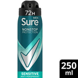 Sure Men Sensitive 72h Nonstop Protection Antiperspirant Deodorant 250ml