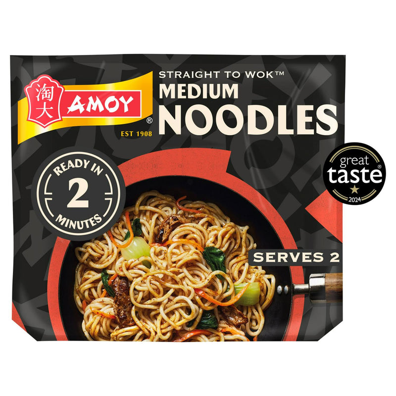 Amoy straight to wok medium noodles 2x150g - British product
