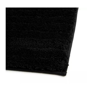 Ribbed Tufted Bath Mat in Black - Non-Slip 80x50cm