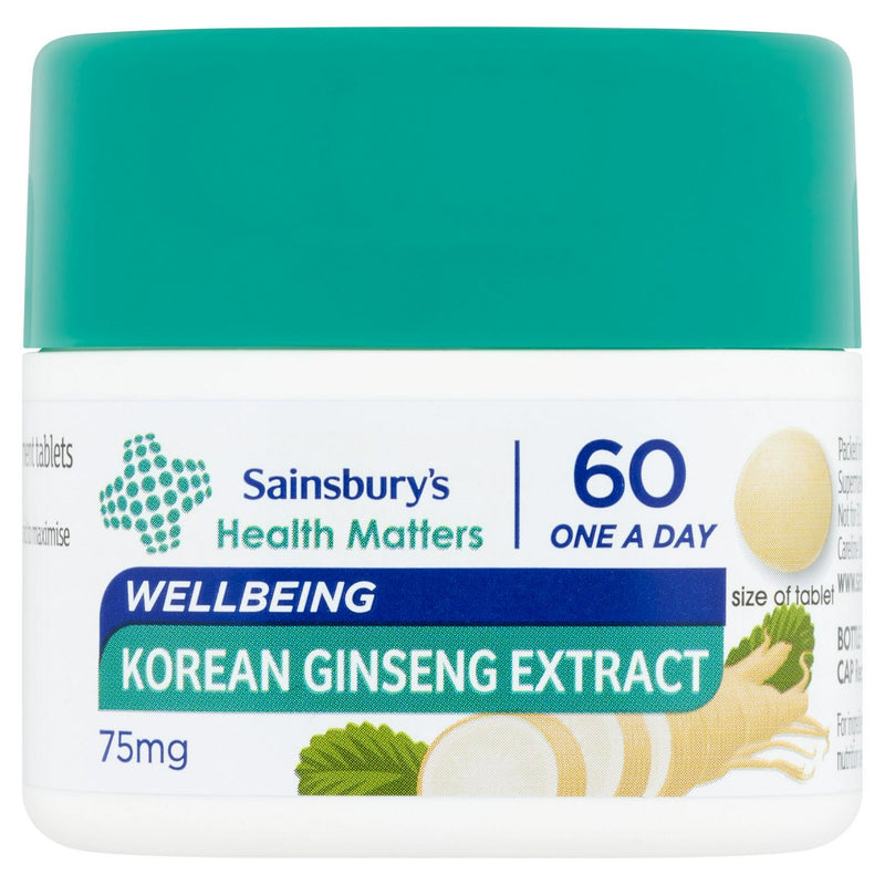Sainsbury's Healthcare Korean Ginseng Extract Tablets 75mg 60 tablets (British brand)