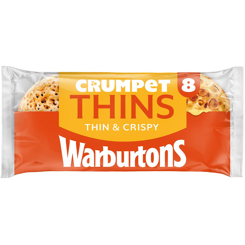 Warburtons Crumpet Thins 8 Pack vegan friendly breakfast option (British brand)