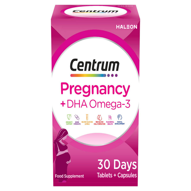 Centrum Pregnancy vitamins DHA Omega 3 60 tablets, imported from the UK