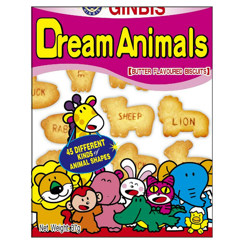 Ginbis Dream Animals butter biscuits 37g pack , UK version