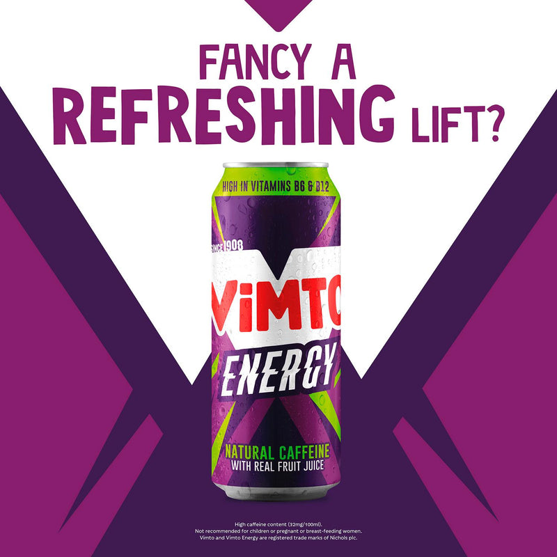 Vimto energy drink natural caffeine fruit juice 500ml (British brand)