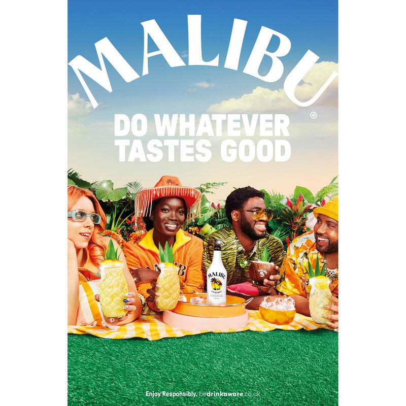 Malibu White Rum Coconut Flavour 70cl, imported from the UK