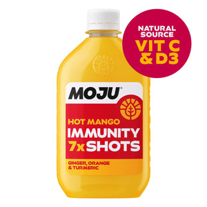 Hot Mango Immune Support Shots with Ginger, Turmeric, and Vitamins C & D3, 420ml Bottle with 7 Shots