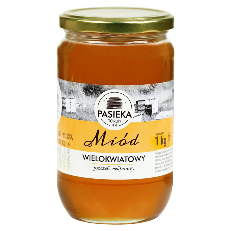 Pasieka Multiflower Clear Honey 1kg, imported from the UK