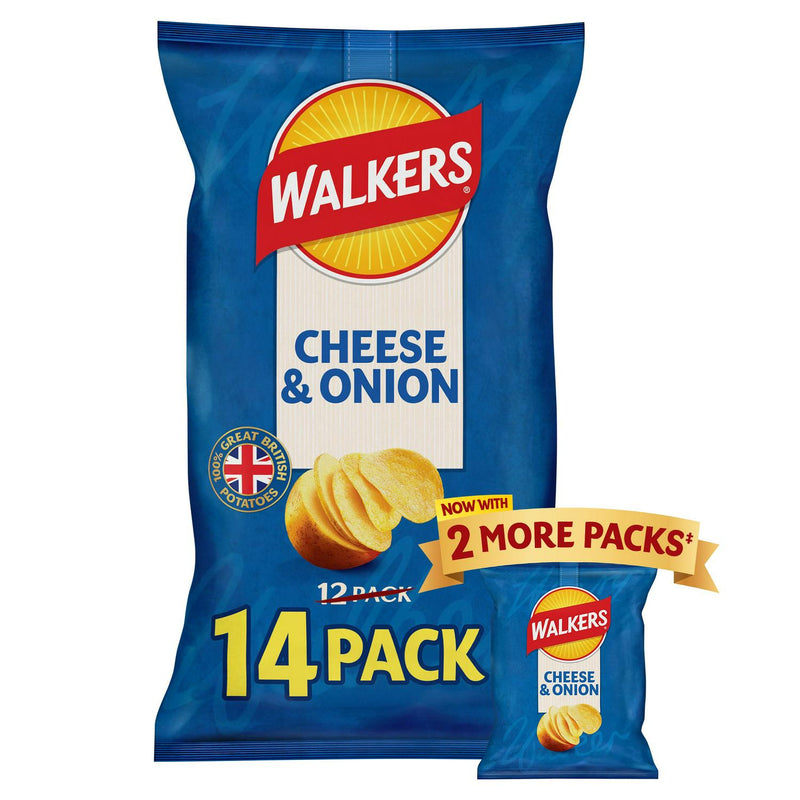 Walkers Cheese & Onion Flavour Crisps Multipack 12x25g (British brand)