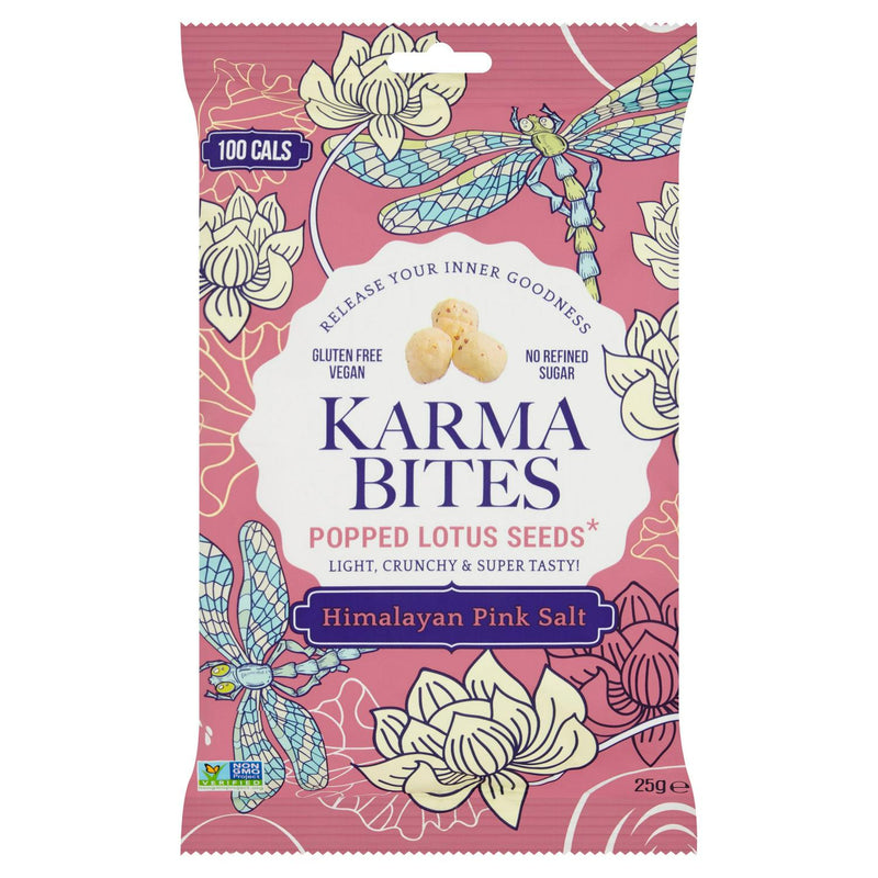 Karma Bites Popped Lotus Seeds Himalayan Pink Salt 25g, UK version