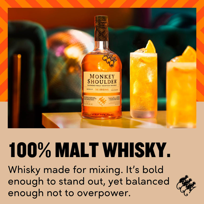 Monkey Shoulder blended malt Scotch whisky 70cl, imported from the UK