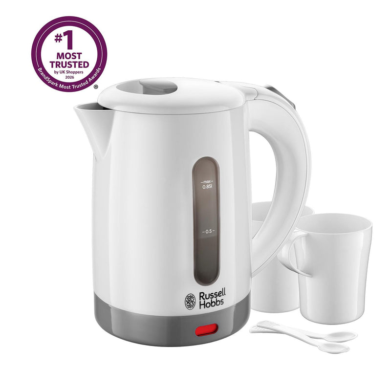 Russell Hobbs Travel Kettle White 850ml, imported from the UK