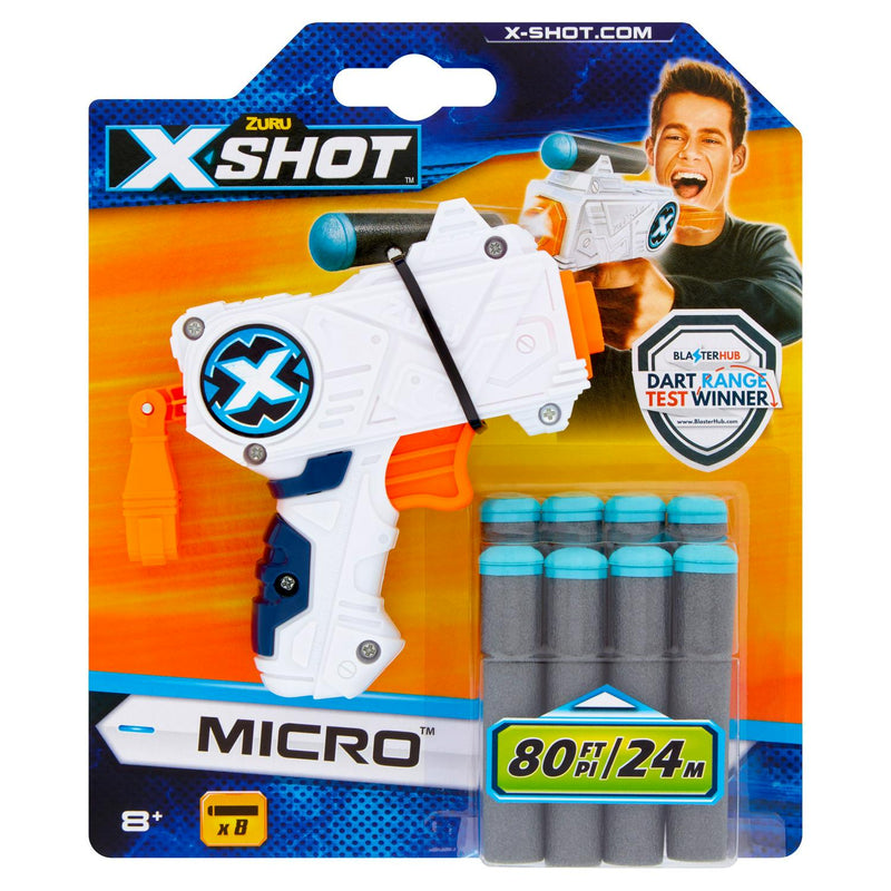 X-Shot Micro Foam Dart Blaster toy with 8 darts (British brand)