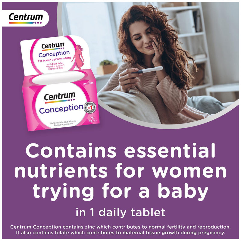 Centrum Conception Folic Acid Supplements 30 Tablets - British product