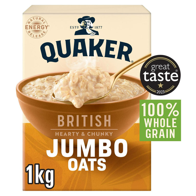 Quaker Wholegrain Jumbo Porridge Oats 1kg (British brand)