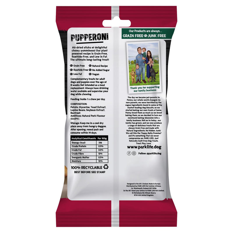 Park Life Pupperoni Classic Pork Sticks x5, imported from the UK