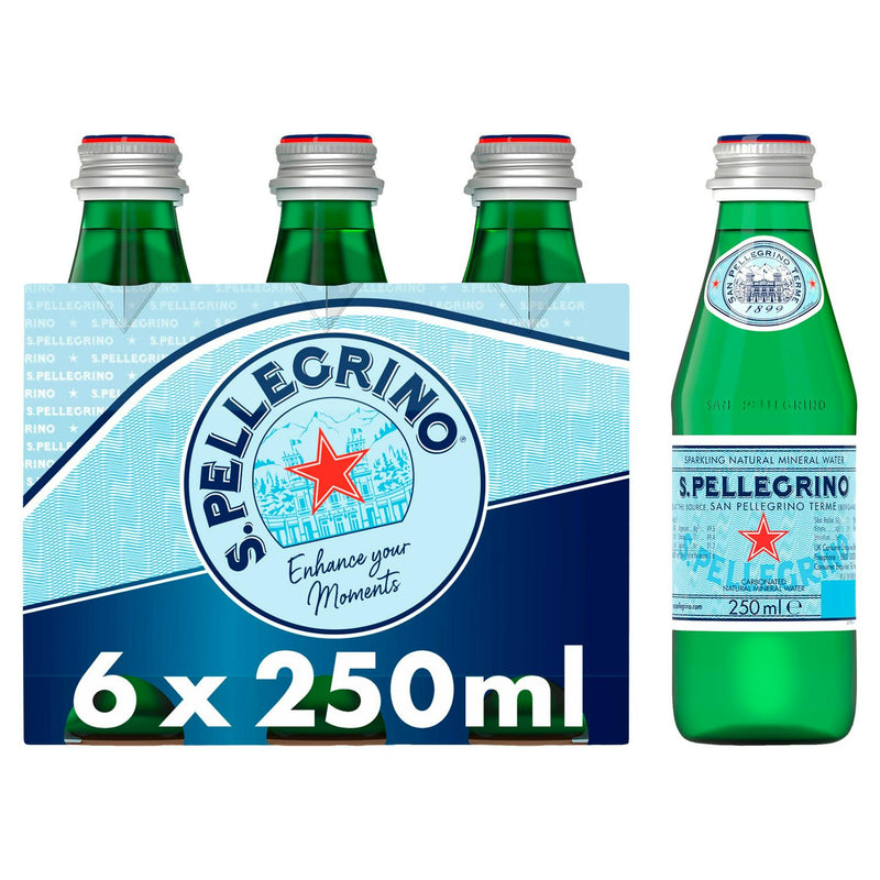 San Pellegrino Sparkling Water Glass 6 x 250ml (British brand)