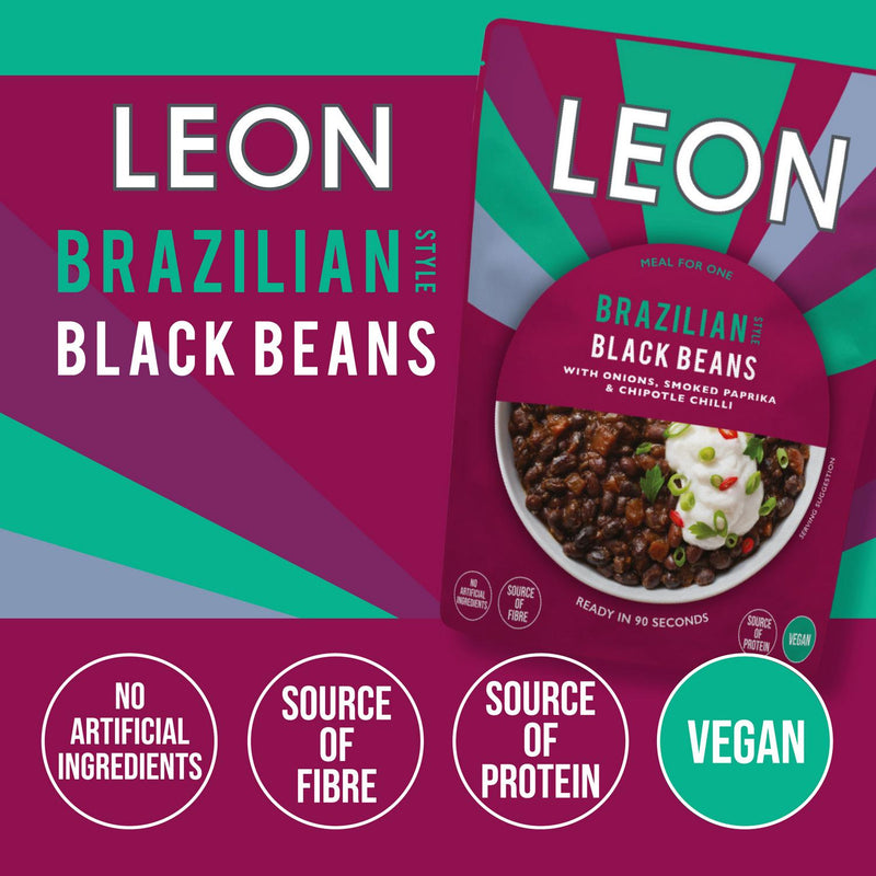 Leon Brazilian Style Black Beans Meal 250g pouch, UK version