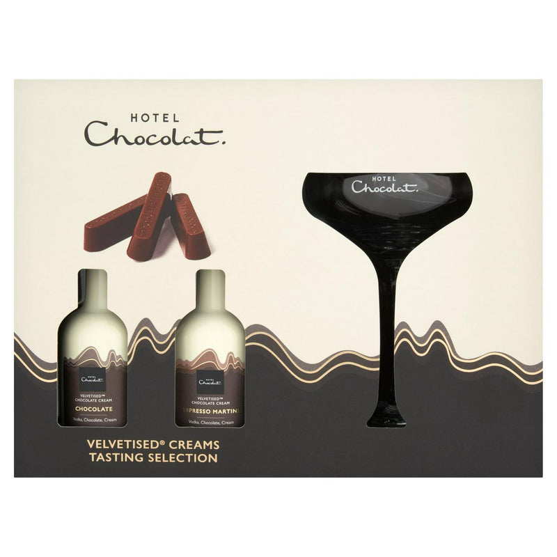 Solid Chocolate and Velvetised Alcohol Drinks Tasting Set with Glass