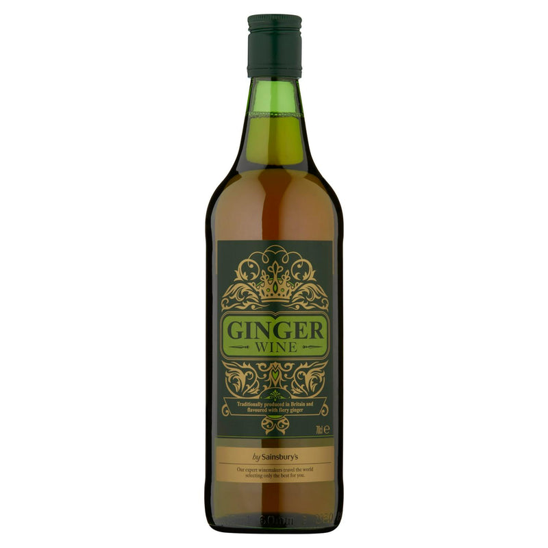 Sainsbury's ginger wine 70cl glass bottle (British brand)