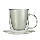 Double Walled Borosilicate Glass Espresso Cup with Saucer 100ml