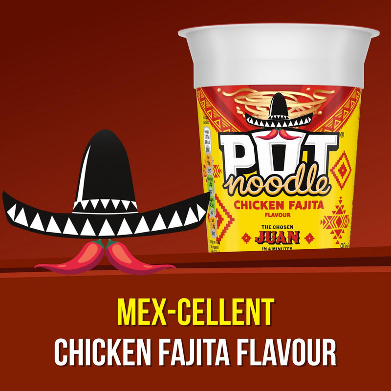 Pot Noodle Chicken Fajita noodle pot 90g, imported from the UK