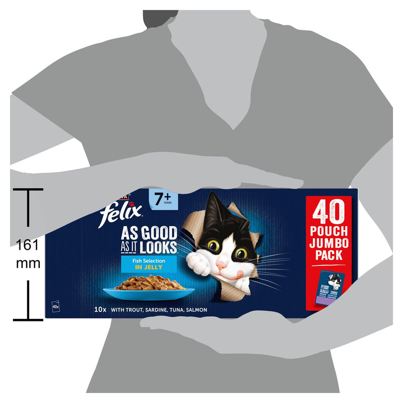 Felix Senior Cat Food Fish Selection in Jelly 40 x 85g - British product