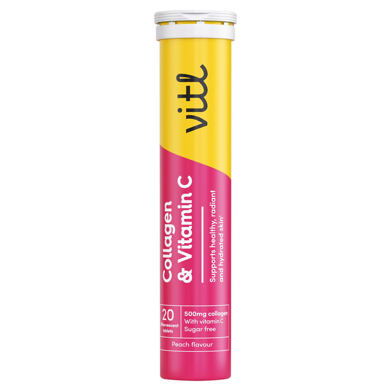 Vitl collagen and vitamin c peach tablets 20ct (British brand)