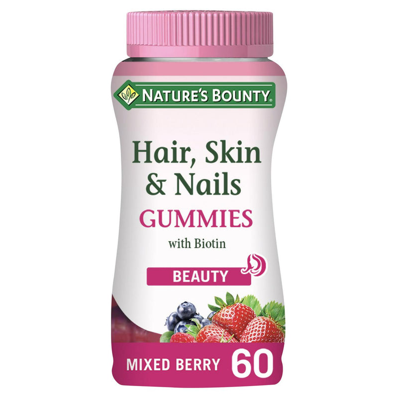 Hair, Skin and Nails Gummy Supplement with Biotin and Collagen, Mixed Berry Flavour, 60 Gummies