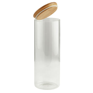 Tall Round Glass Storage Jar with Bamboo Lid 1.8ml