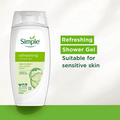 Sainsburys Refreshing Shower Gel Body Wash for Sensitive Skin with Cucumber Extracts and Pro-Vitamin B5 225ml- Buy online at McGrocer
