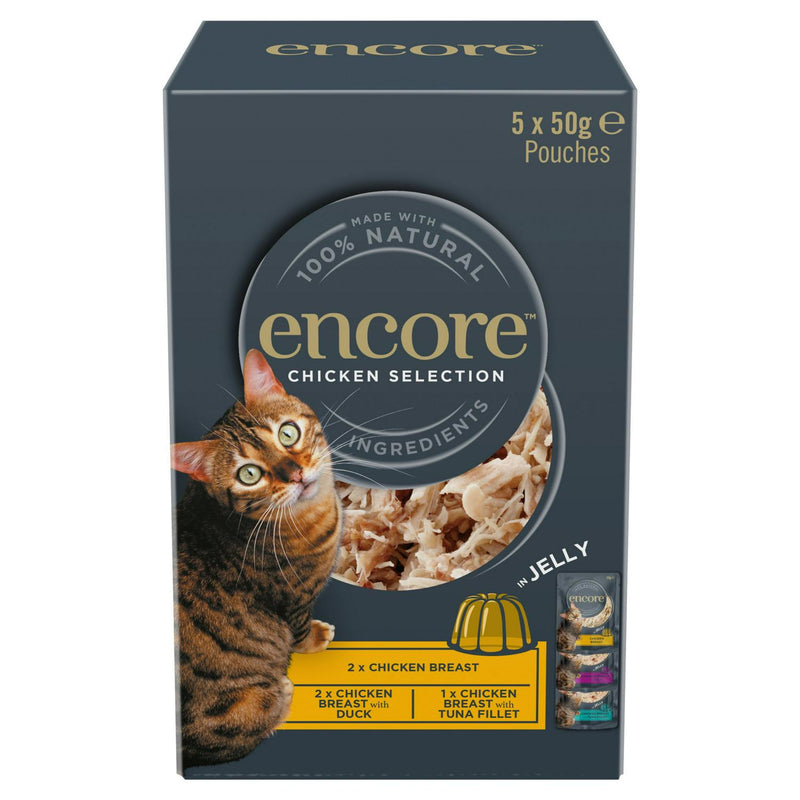 Encore Chicken Selection in Jelly Natural Wet Cat Food Pouches 5 x 50g