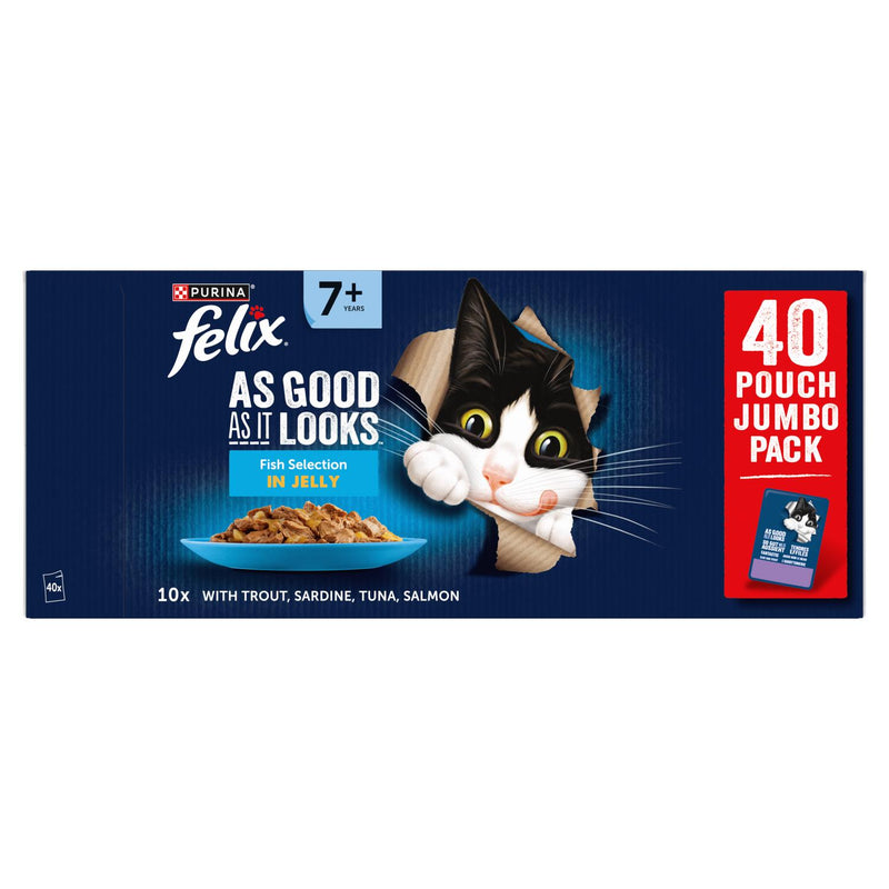 Felix Senior Cat Food Fish Selection in Jelly 40 x 85g - British product