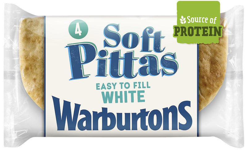 Warburtons white soft pittas 4 pack (British brand)