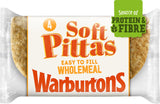 Warburtons wholemeal soft pittas bread 4 pack (British brand)