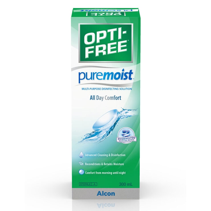 Opti-Free Pure Moist contact lens solution 4 x 300ml (British brand)