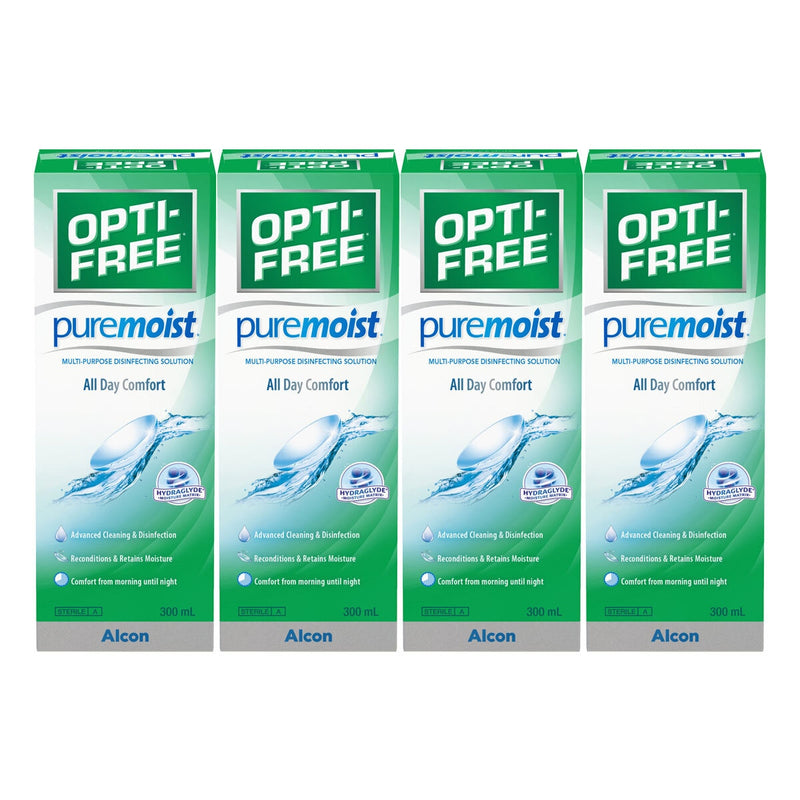Opti-Free Pure Moist contact lens solution 4 x 300ml (British brand)