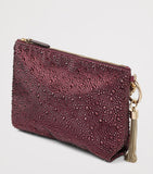Jimmy Choo crystal-embellished satin clutch bag, imported from the UK