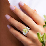Costco fancy yellow cushion cut diamond ring 8.44ctw platinum - British product