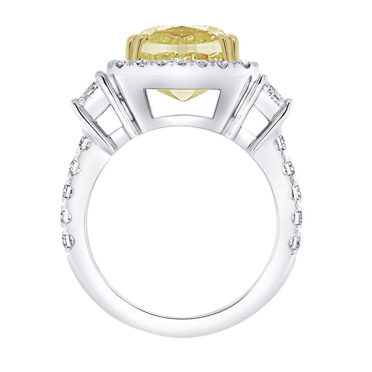 Costco fancy yellow cushion cut diamond ring 8.44ctw platinum - British product