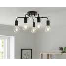 Argos Rayner black flush ceiling light with 5 bulbs - British product