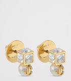 Jimmy Choo faux pearl cube logo earrings - British product