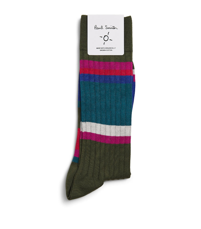 Paul Smith ribbed stripe organic cotton socks - British product