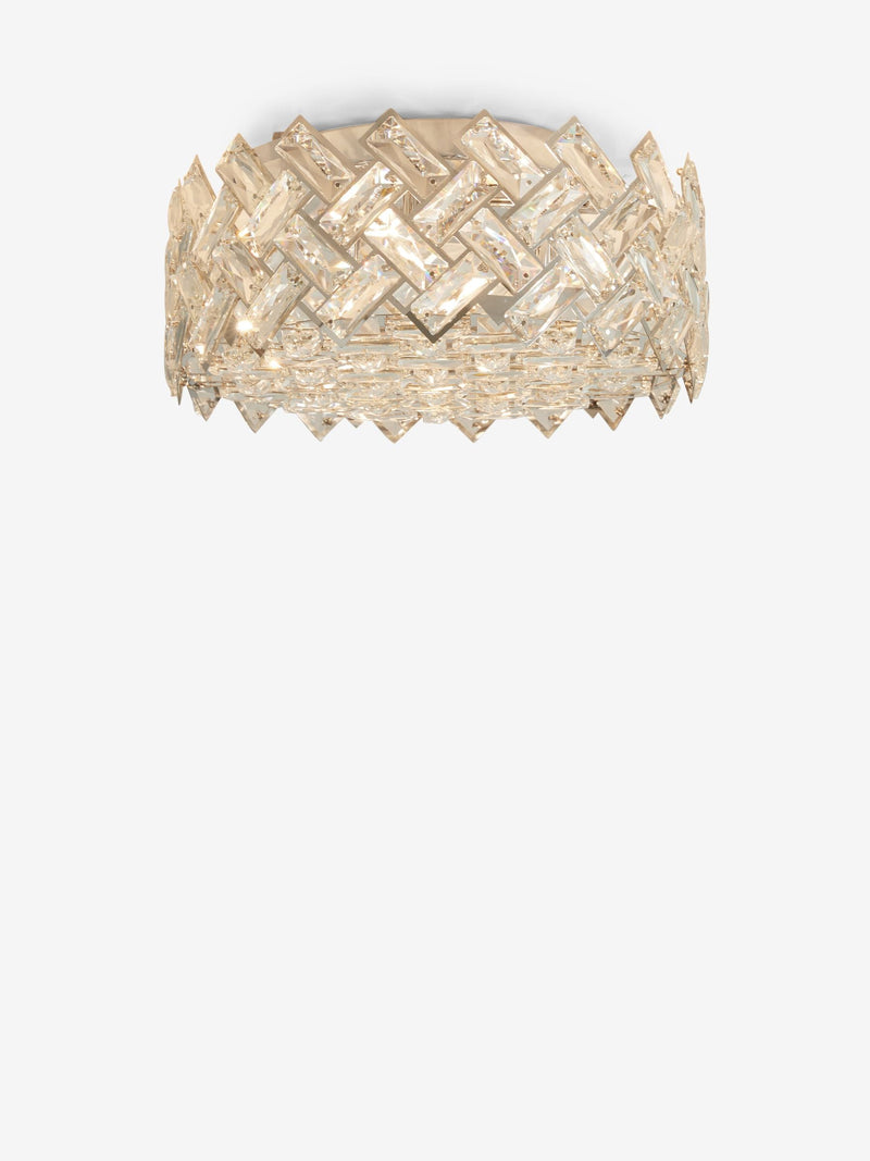 Wentworth flush ceiling light with glass crystals, polished chrome (British brand)