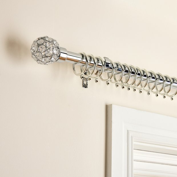 Argos Home chrome extendable curtain pole 110cm to 300cm - British product