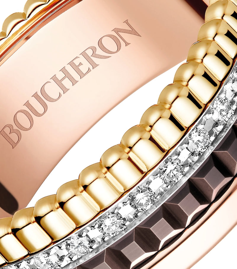 Boucheron Quatre Classique ring 18k gold with diamonds, imported from the UK